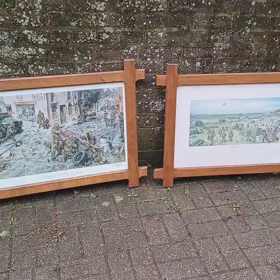 Pair of Huge Solid Oak Oxford Picture Frames and Glass with Terence Cuneo Print ‘The Tragedy of Ulster’