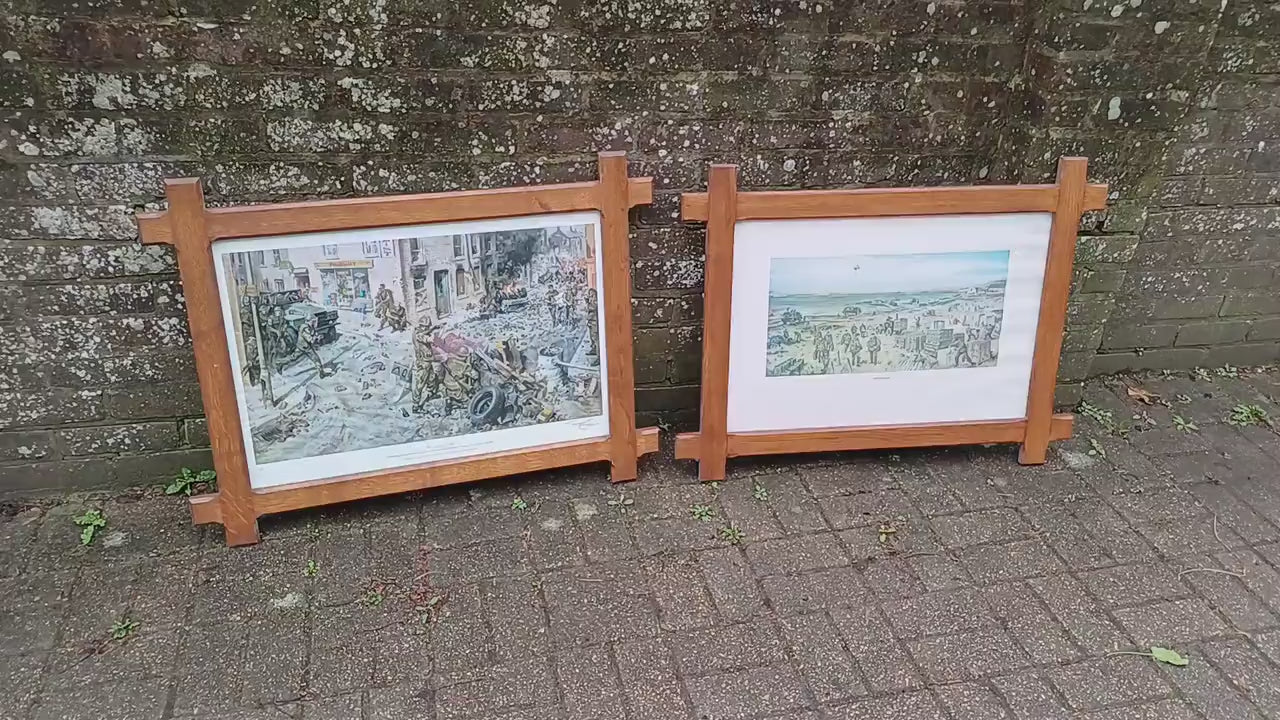Pair of Huge Solid Oak Oxford Picture Frames and Glass with Terence Cuneo Print ‘The Tragedy of Ulster’