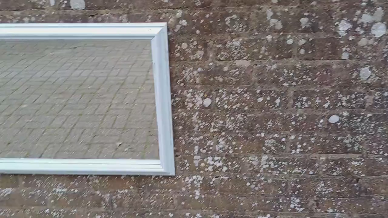 Vintage Painted Wooden Mirror in Farrow and Ball Light Blue