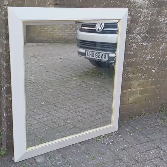 Huge Vintage Painted Shabby Chic Wall or Over Mantel Mirror Bespoke Upcycled. Farrow and Ball Light Grey