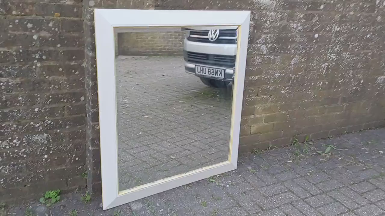 Huge Vintage Painted Shabby Chic Wall or Over Mantel Mirror Bespoke Upcycled. Farrow and Ball Light Grey