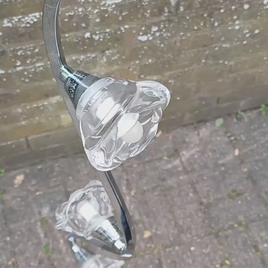 Retro Style Chrome Effect Standard Lamp PAT Tested Floral Shades.