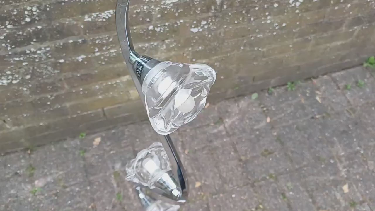 Retro Style Chrome Effect Standard Lamp PAT Tested Floral Shades.