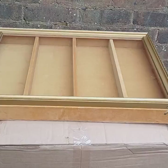 Vintage 70s Collector Jewellery Display Case Cupboard Gold and Velvet
