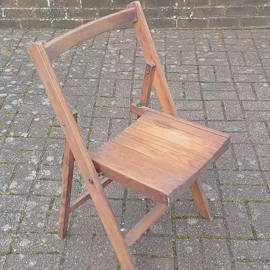 Pre-War Vintage Solid Beech Folding Chair Inside or Garden