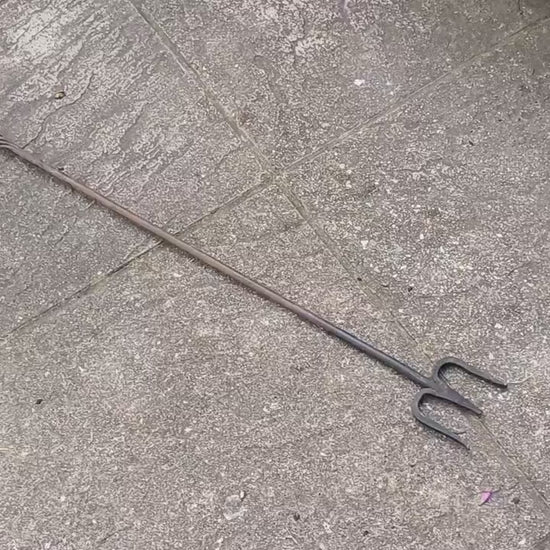Amazing Long Vintage Handmade Iron Fork Neptune Blacksmith Swirly Decoration.