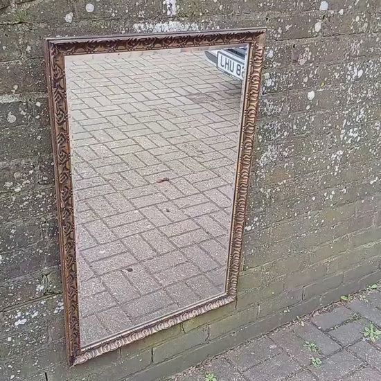 Huge Quality Vintage 60s Gilt Gold Mirror Dark Highlights Superb Heavy Bevelled Glass.90 x 59 cm