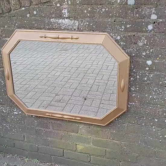 Huge Impressive 1920’s Gold Painted Oak Mirror. 90 x 64 cm