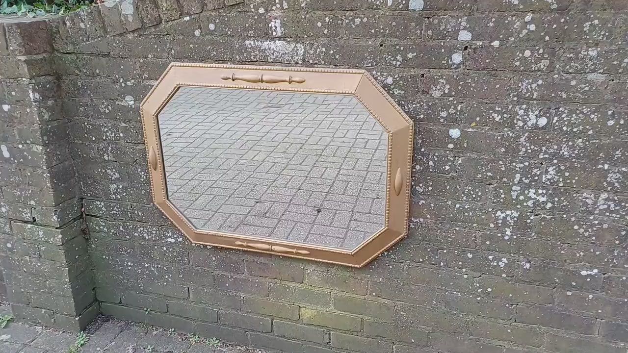 Huge Impressive 1920’s Gold Painted Oak Mirror. 90 x 64 cm