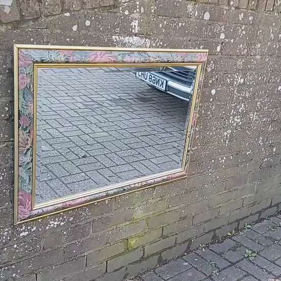 Large Classic 80’s Chic Floral Flower Decorative Mirror Bevelled Glass 88 x 63 cm