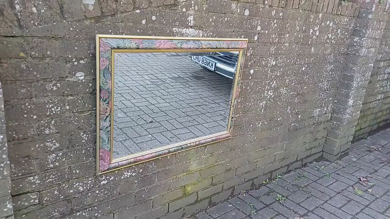 Large Classic 80’s Chic Floral Flower Decorative Mirror Bevelled Glass 88 x 63 cm