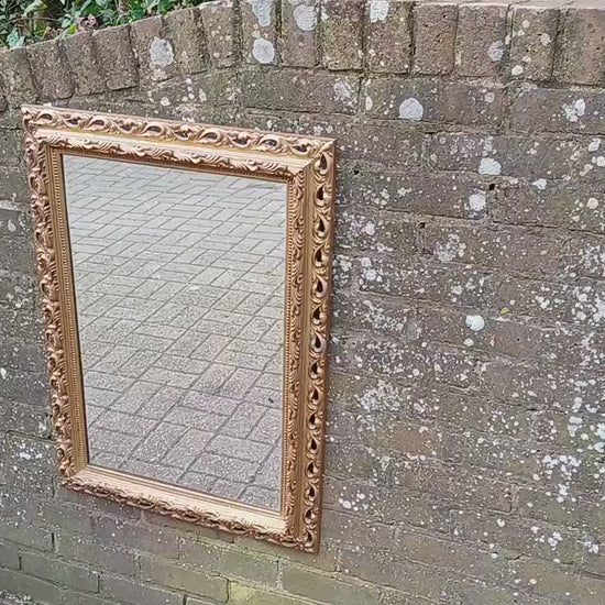 Superb Large Ornate Kitsch Composite Pierced Gold Gilt Wall Mirror. 84 x 64 cm