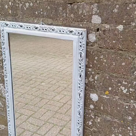 Vintage Ornate Painted Mirror Hand Painted and Upcycled in Farrow and Ball Borrowed Light, Light Blue.