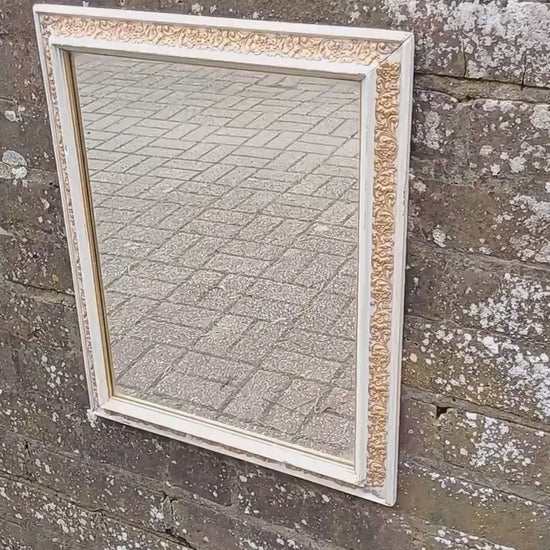 Vintage Painted Early 20th Century Wall Mirror with Gold Decoration.