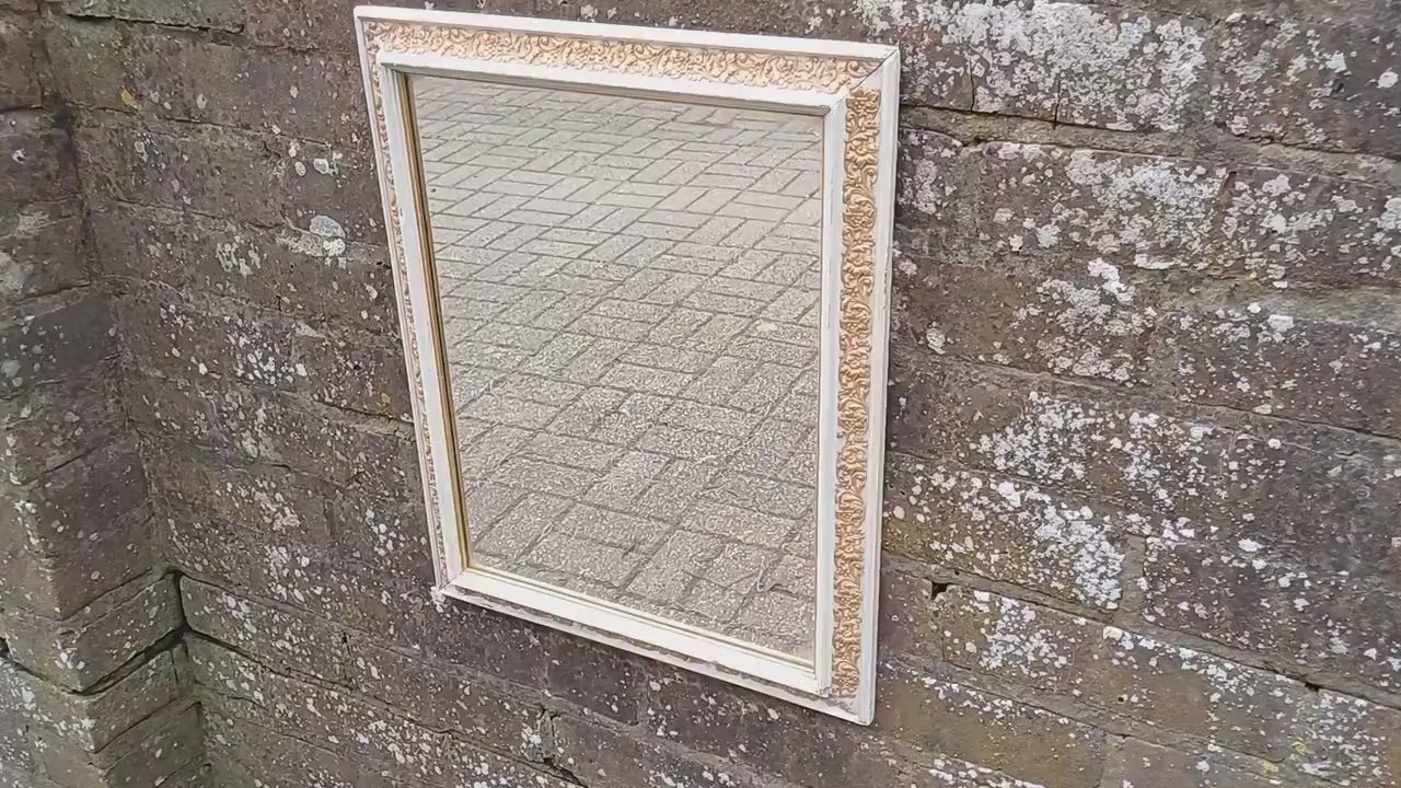 Vintage Painted Early 20th Century Wall Mirror with Gold Decoration.