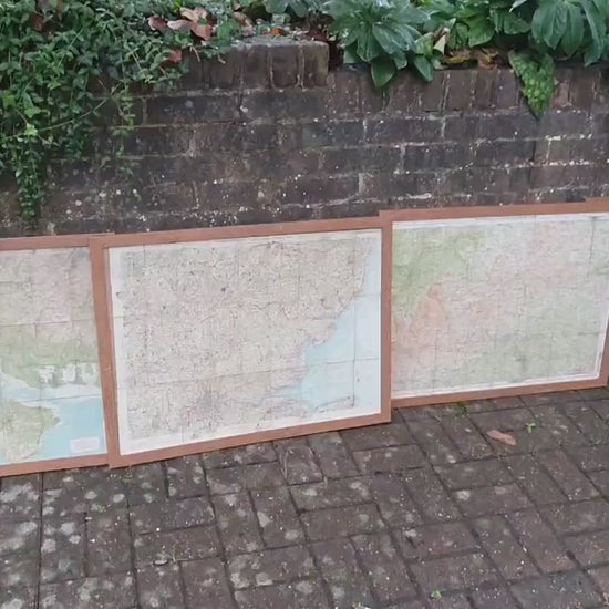 4 Very Large Framed Maps New Forest Middlesex Essex Suffolk Oxford