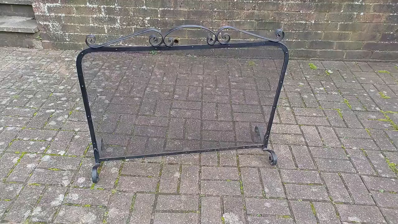 Large Vintage Iron and Metal Fire Screen Fire Guard 70s