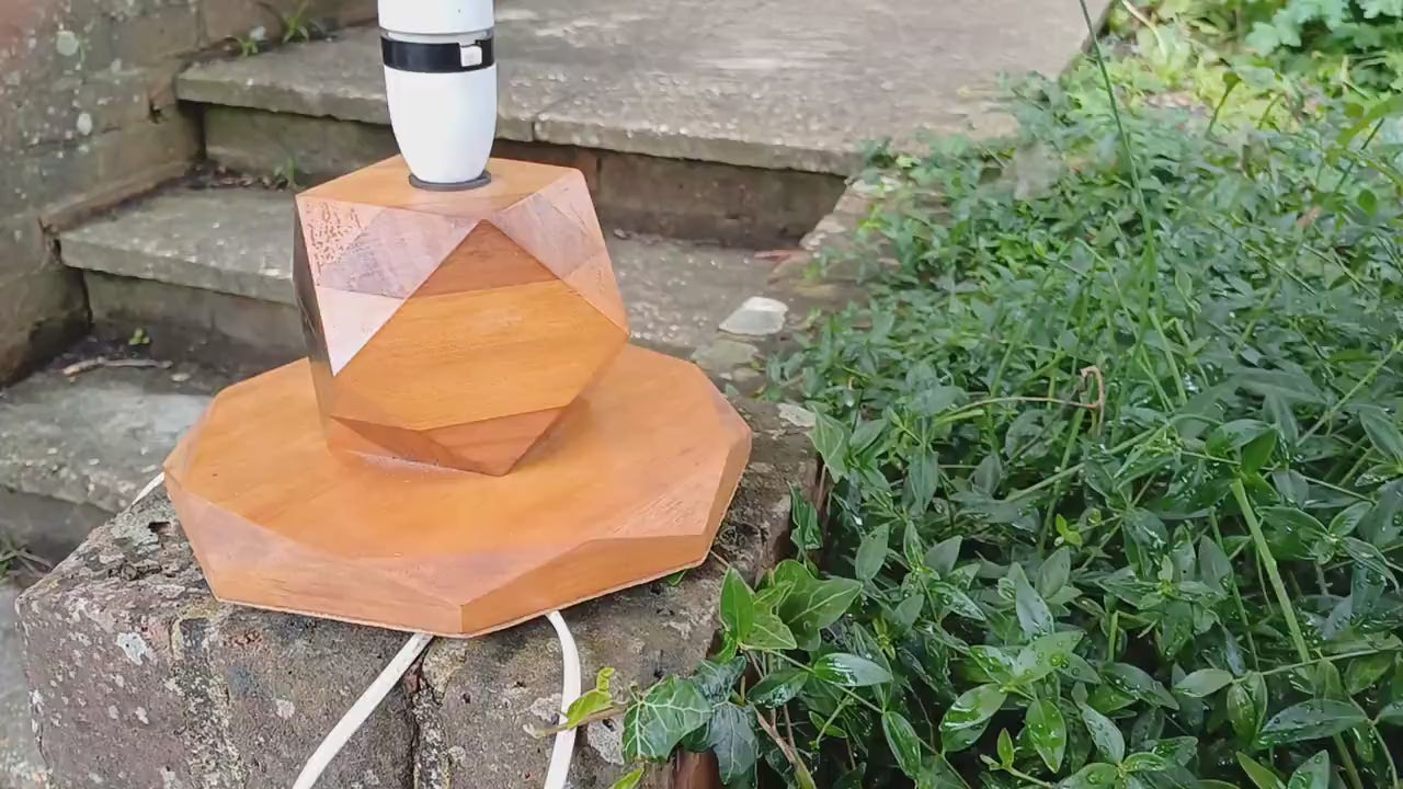 Superb  Art Deco Table Lamp of High Quality Different Blocks of Wood Tetradecagon Diamond.