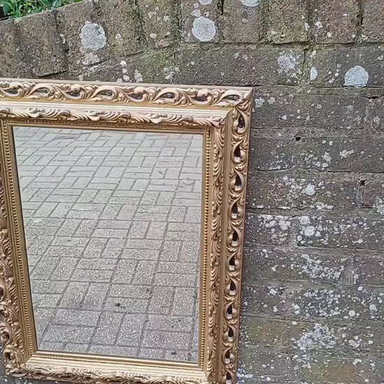 Superb Large Ornate Kitsch Composite Pierced Gold Gilt Wall Mirror.