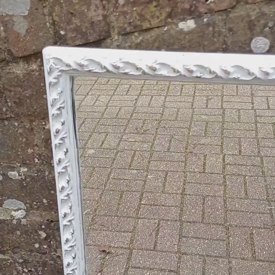 Vintage Painted Ornate 60s 70s Wall Mirror Farrow and Ball Gold Highlights