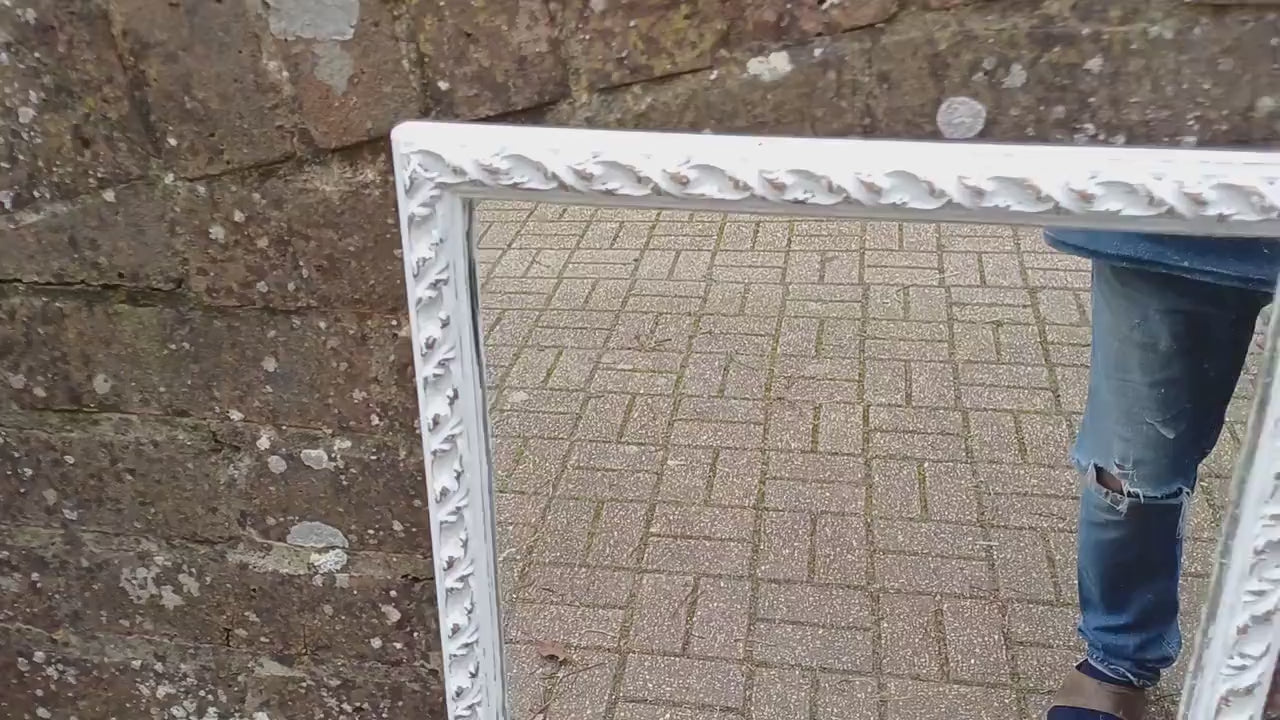 Vintage Painted Ornate 60s 70s Wall Mirror Farrow and Ball Gold Highlights