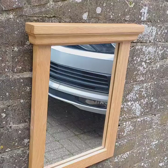 Top Quality Solid Oak Wall Mirror with Chunky Cornice.