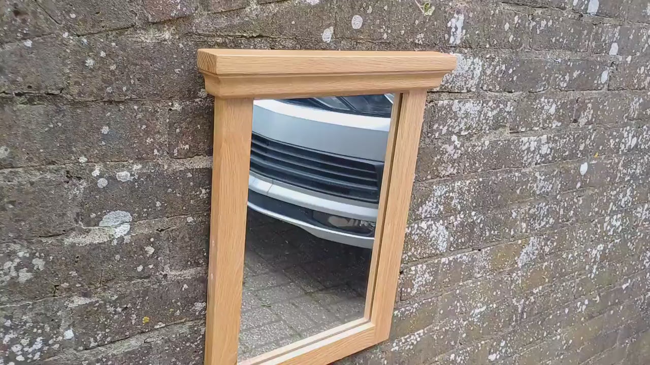 Top Quality Solid Oak Wall Mirror with Chunky Cornice.