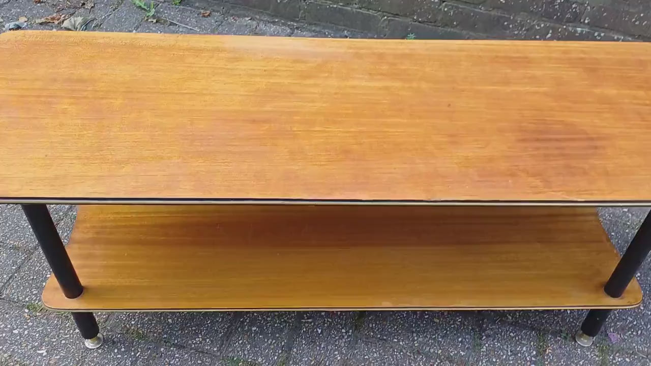 Vintage Retro 60s Two Tier Coffee Table TV/Media Stand Wood and Melamine.